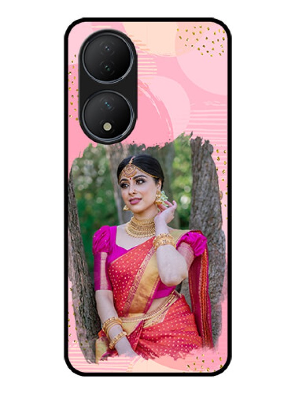 Custom Vivo Y100 Personalized Glass Phone Case - Gold Glitter Splash Design