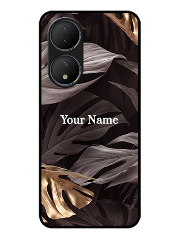 Custom Vivo Y100 Personalised Glass Phone Case - Wild Leaves digital paint Design
