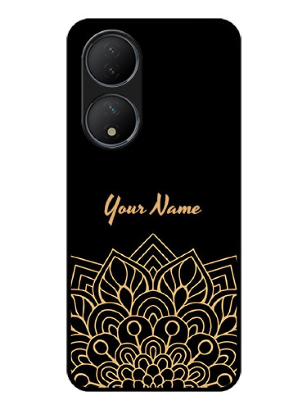 Custom Vivo Y100 Custom Glass Phone Case - Golden mandala Design