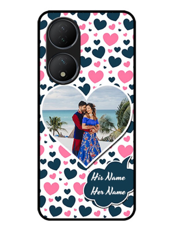 Custom Vivo Y100 A Custom Glass Phone Case - Pink & Blue Heart Design