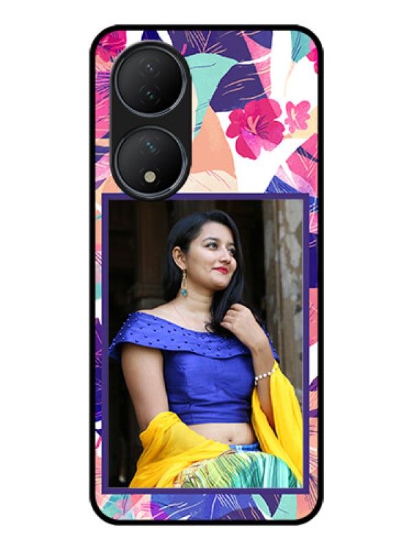 Custom Vivo Y100 A Custom Glass Mobile Case - Abstract Floral Design