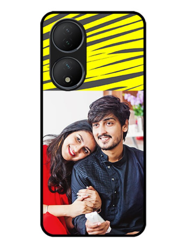 Custom Vivo Y100 A Photo Printing on Glass Case - Yellow Abstract Design