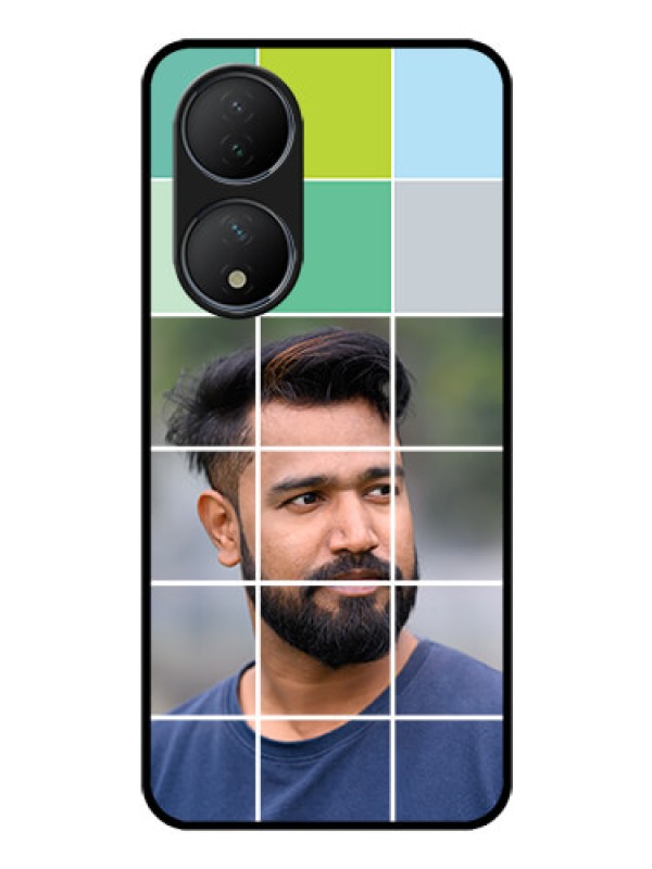 Custom Vivo Y100 A Photo Printing on Glass Case - with white box pattern