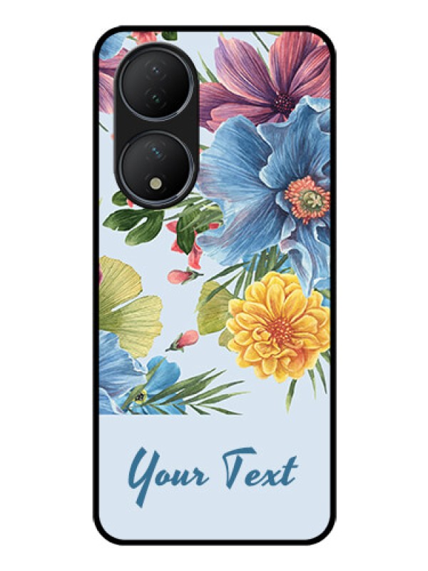 Custom Vivo Y100A Custom Glass Mobile Case - Stunning Watercolored Flowers Painting Design