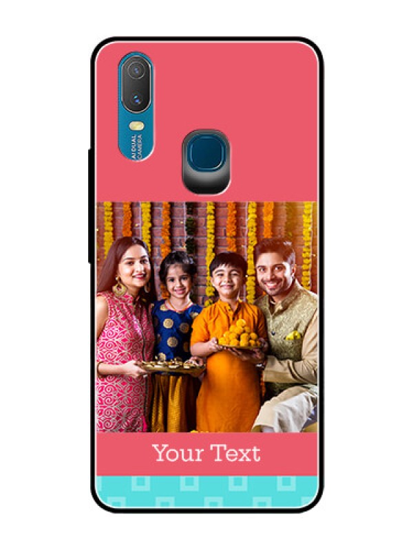 Custom Vivo Y11 (2019) Personalized Glass Phone Case  - Peach & Blue Color Design