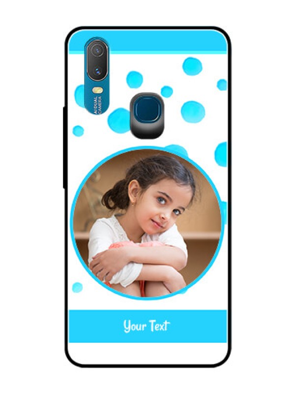 Custom Vivo Y11 (2019) Photo Printing on Glass Case  - Blue Bubbles Pattern Design