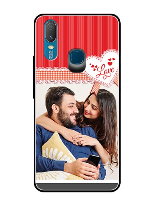 Custom Vivo Y11 (2019) Custom Glass Mobile Case  - Red Love Pattern Design