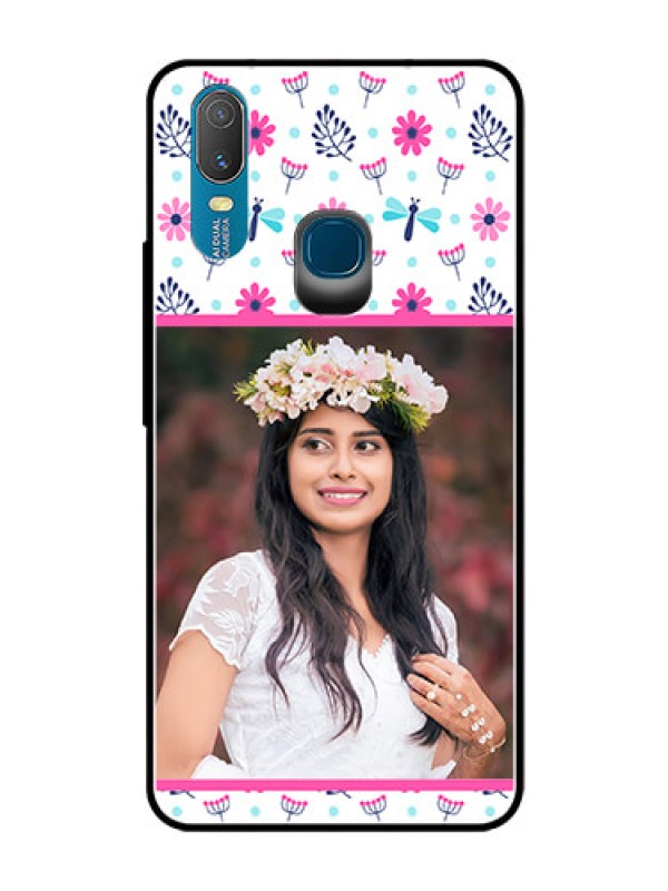 Custom Vivo Y11 (2019) Photo Printing on Glass Case  - Colorful Flower Design