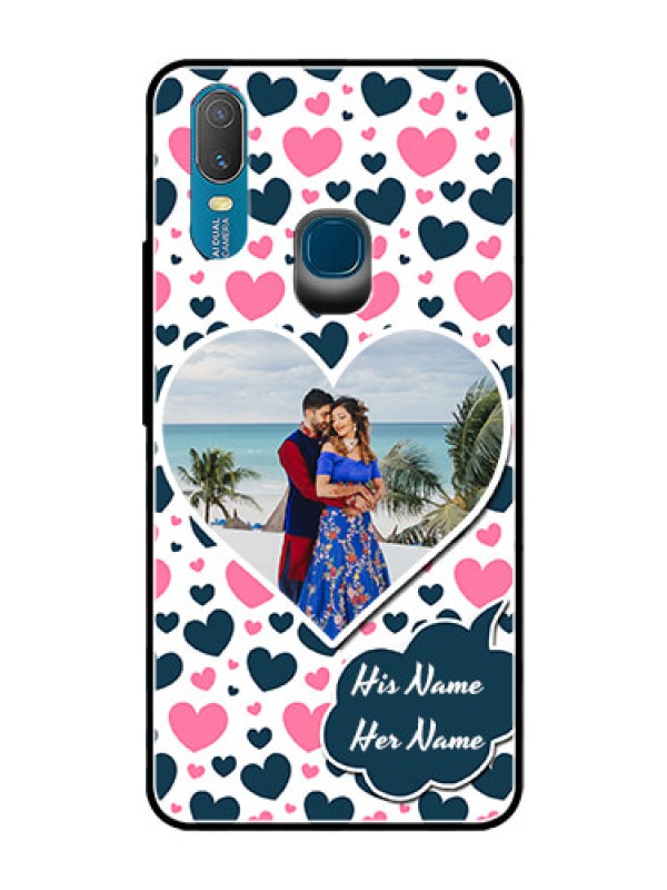 Custom Vivo Y11 (2019) Custom Glass Phone Case  - Pink & Blue Heart Design