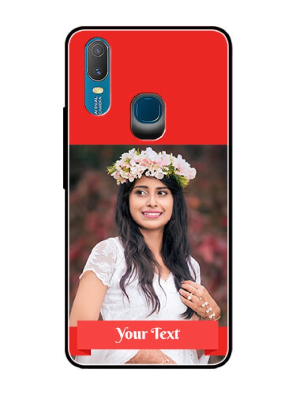 Custom Vivo Y11 (2019) Custom Glass Phone Case  - Simple Red Color Design