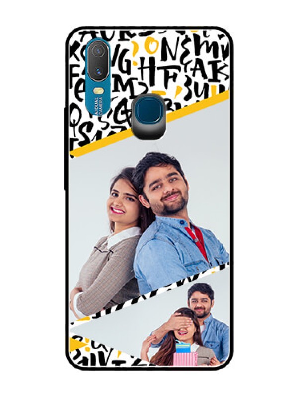 Custom Vivo Y11 (2019) Custom Glass Mobile Case  - Letters Pattern Design