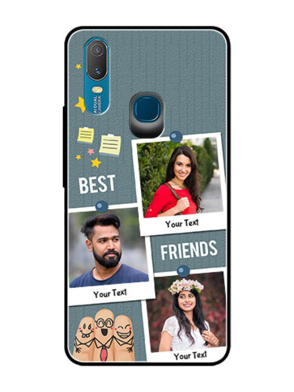 Custom Vivo Y11 (2019) Personalized Glass Phone Case  - Sticky Frames and Friendship Design
