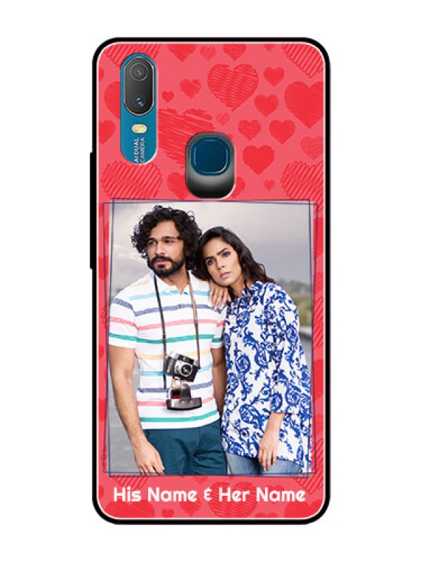 Custom Vivo Y11 (2019) Photo Printing on Glass Case  - with Red Heart Symbols Design