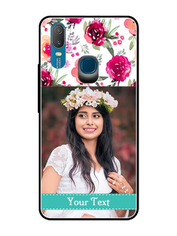 Custom Vivo Y11 (2019) Custom Glass Phone Case  - Watercolor Floral Design