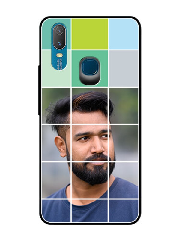 Custom Vivo Y11 (2019) Photo Printing on Glass Case  - with white box pattern 