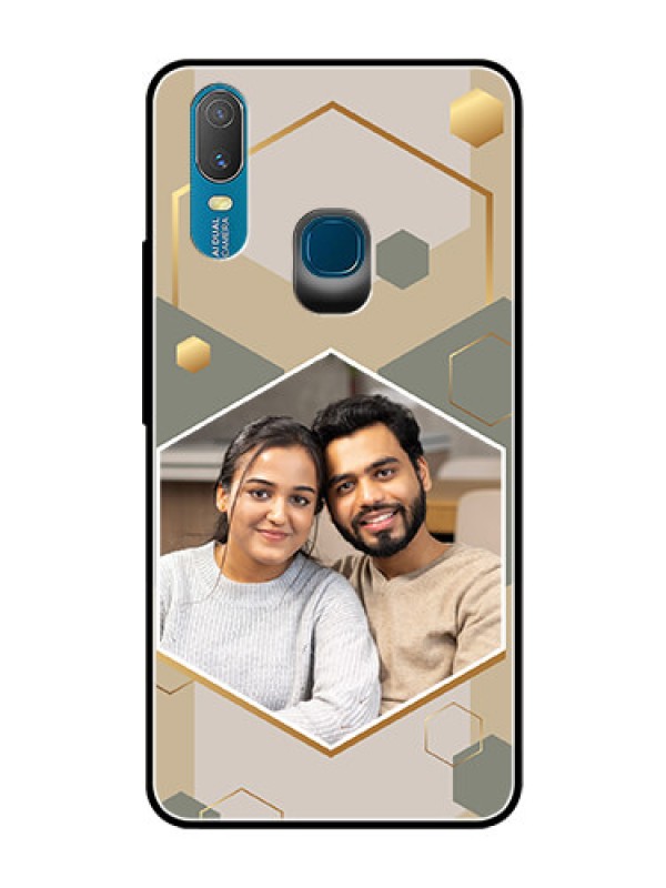 Custom Vivo Y11 (2019) Photo Printing on Glass Case - Stylish Hexagon Pattern Design
