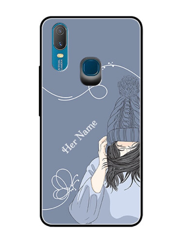 Custom Vivo Y11 (2019) Custom Glass Mobile Case - Girl in winter outfit Design