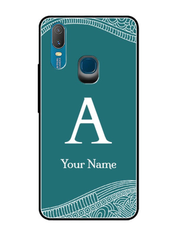 Custom Vivo Y11 (2019) Personalized Glass Phone Case - line art pattern with custom name Design