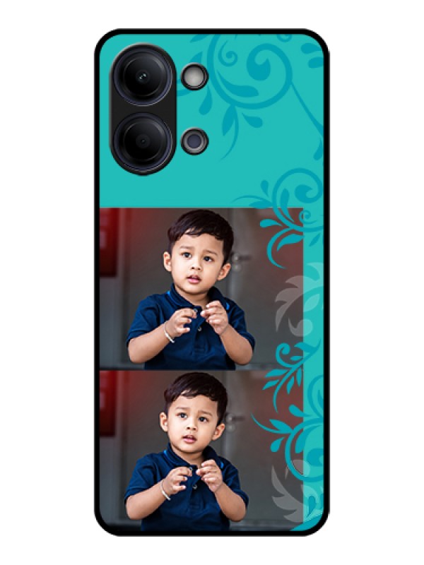 Custom Vivo Y11 5G Custom Glass Phone Case - With Photo And Green Floral Design