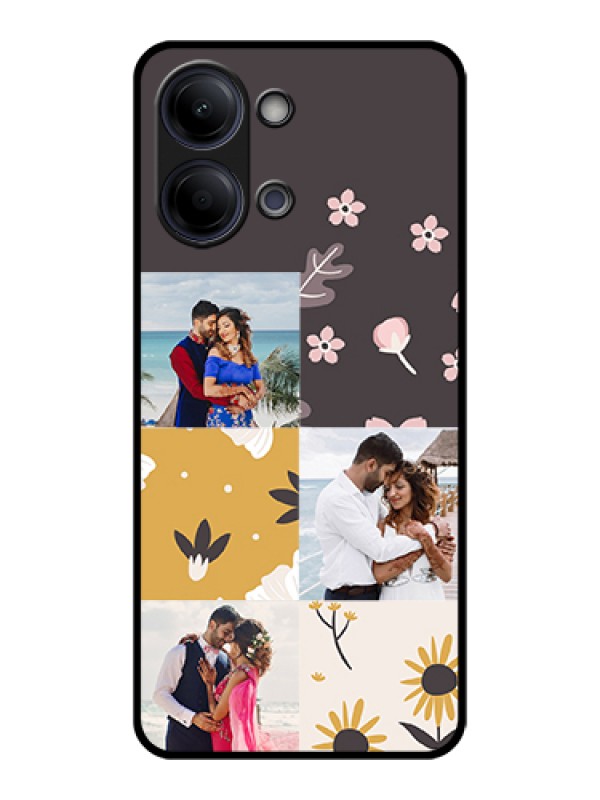 Custom Vivo Y11 5G Custom Glass Phone Case - 3 Images With Floral Design