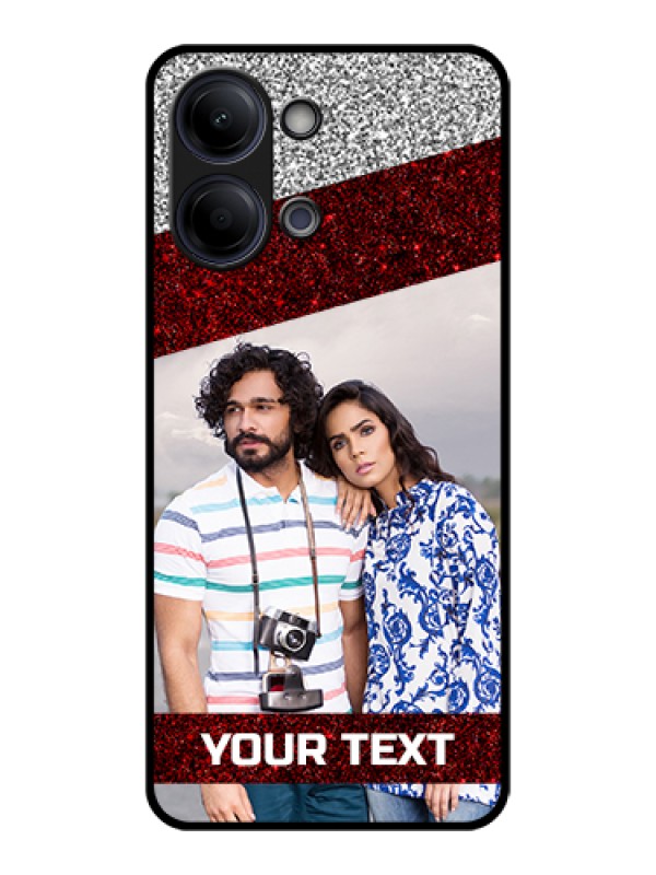 Custom Vivo Y11 5G Custom Glass Phone Case - Image Holder With Glitter Strip Design