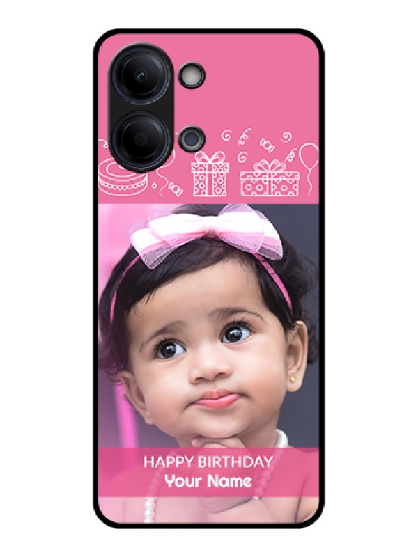 Custom Vivo Y11 5G Custom Glass Phone Case - With Birthday Line Art Design