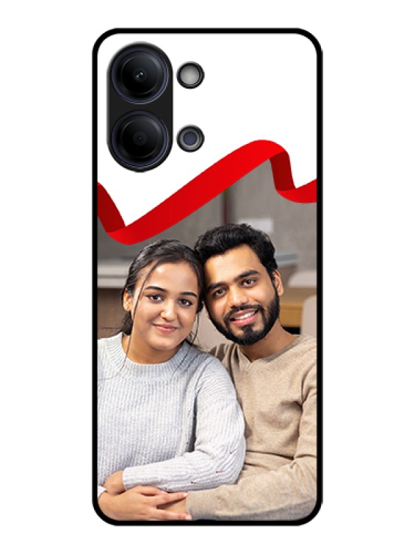 Custom Vivo Y11 5G Custom Glass Phone Case - Red Ribbon Frame Design