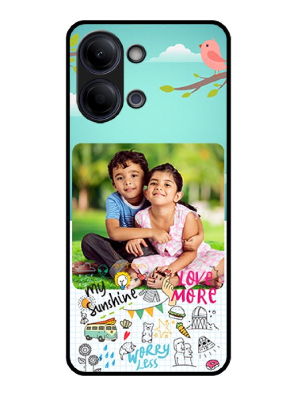 Custom Vivo Y11 5G Custom Glass Phone Case - Doodle Love Design