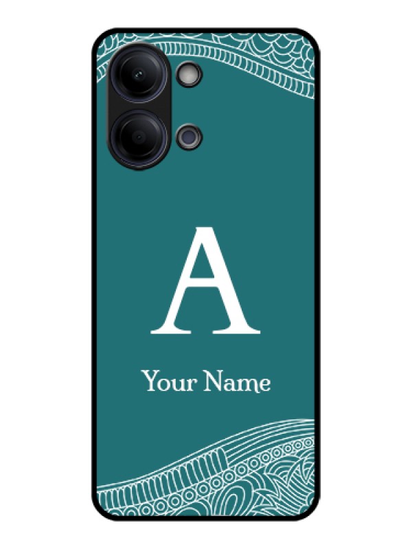Custom Vivo Y11 5G Custom Glass Phone Case - Line Art Pattern With Custom Name Design