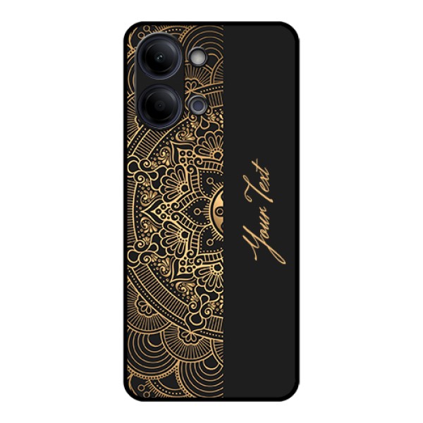 Vivo Y11 5G Custom Glass Phone Case - Mandala Art With Custom Text Design