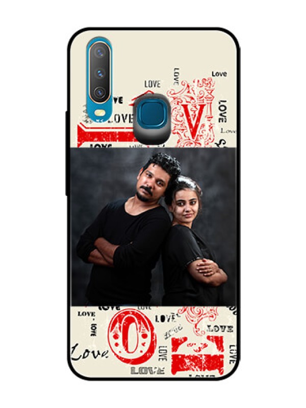 Custom Vivo Y12 Photo Printing on Glass Case  - Trendy Love Design Case