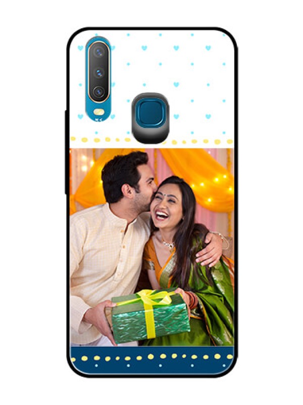 Custom Vivo Y12 Personalized Glass Phone Case  - White and Blue Abstract Design