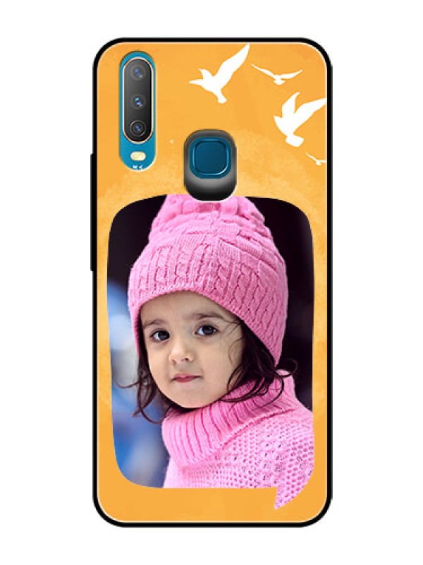 Custom Vivo Y12 Personalized Glass Phone Case  - Water Color Design with Bird Icons