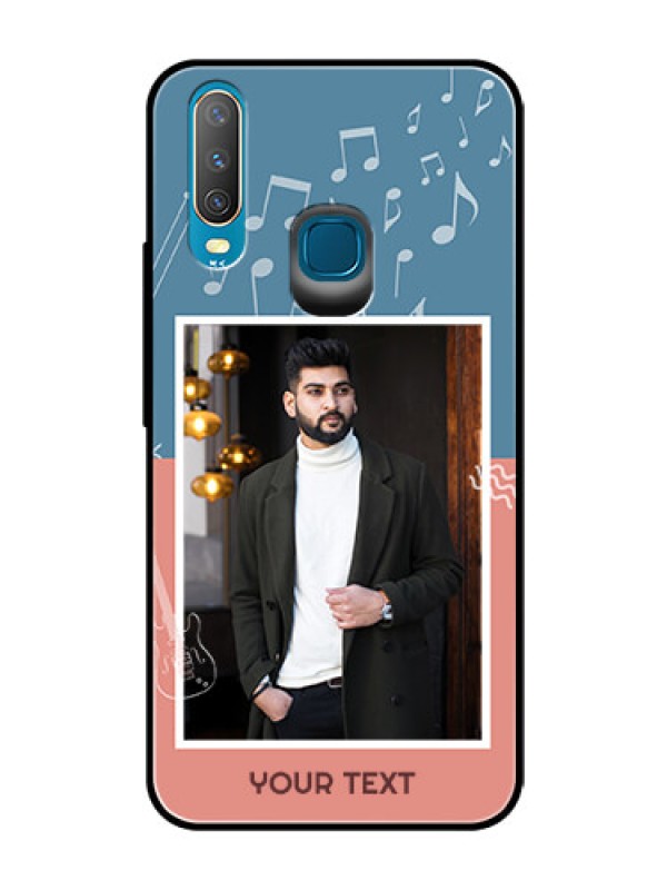 Custom Vivo Y12 Photo Printing on Glass Case  - with Color Musical Note Design