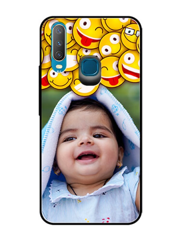 Custom Vivo Y12 Custom Glass Mobile Case  - with Smiley Emoji Design