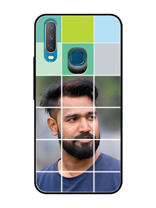 Custom Vivo Y12 Photo Printing on Glass Case  - with white box pattern 