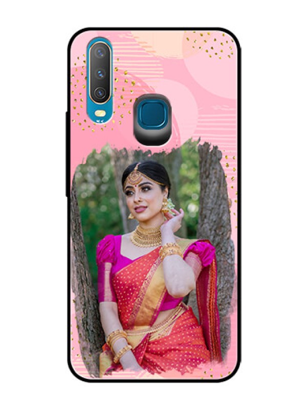 Custom Vivo Y12 Personalized Glass Phone Case  - Gold Glitter Splash Design