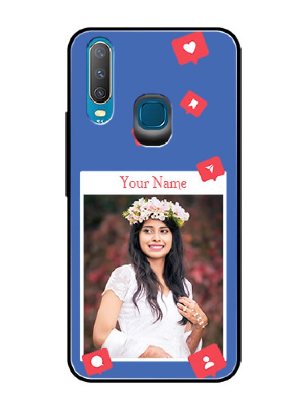 Custom Vivo Y12 Custom Glass Phone Case - Like Share And Comment Design