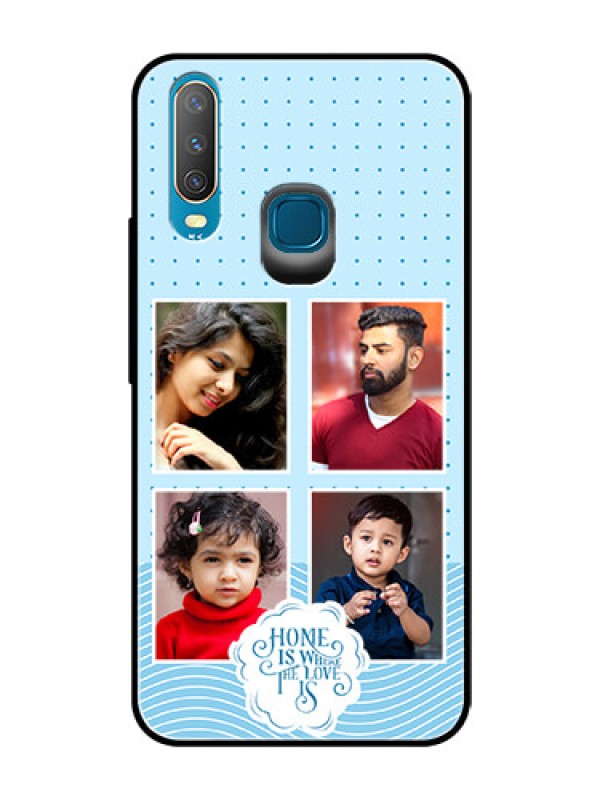 Custom Vivo Y12 Custom Glass Phone Case - Cute love quote with 4 pic upload Design
