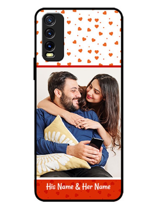 Custom Vivo Y12G Custom Glass Phone Case - Orange Love Symbol Design