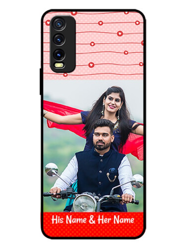 Custom Vivo Y12G Personalized Glass Phone Case - Red Pattern Case Design