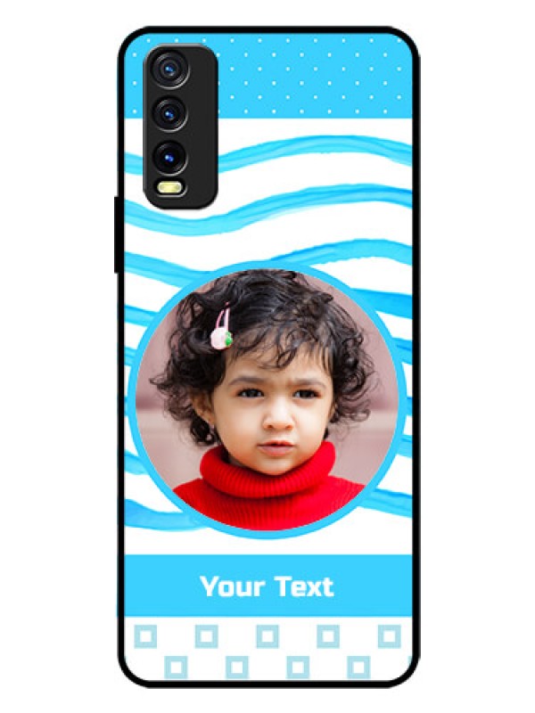 Custom Vivo Y12G Custom Glass Phone Case - Simple Blue Case Design