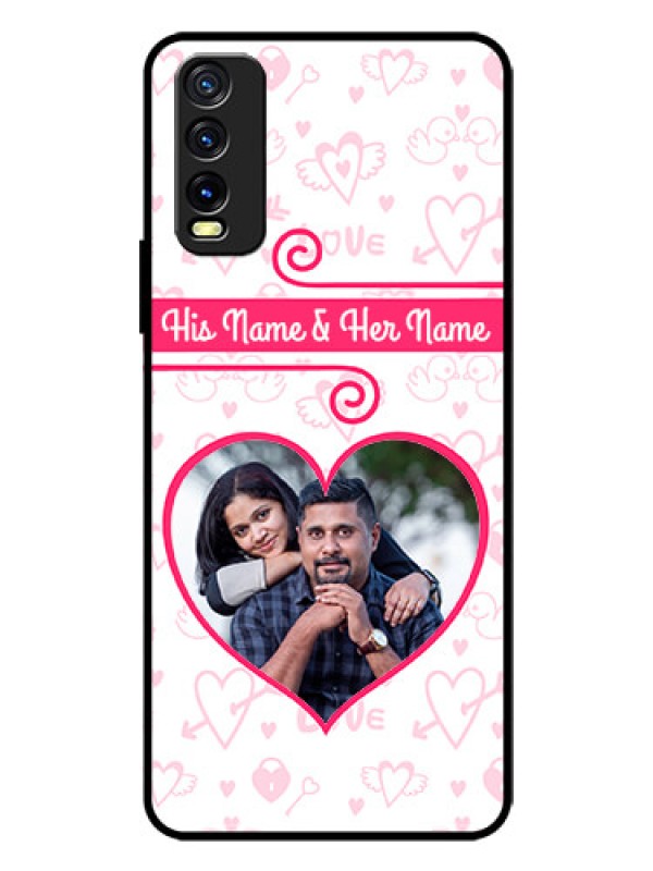 Custom Vivo Y12G Personalized Glass Phone Case - Heart Shape Love Design