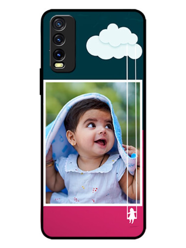 Custom Vivo Y12G Custom Glass Phone Case - Cute Girl with Cloud Design