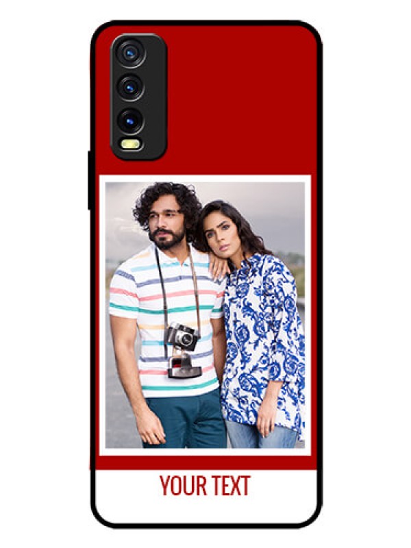 Custom Vivo Y12G Personalized Glass Phone Case - Simple Red Color Design