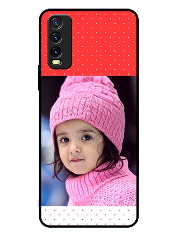 Custom Vivo Y12G Photo Printing on Glass Case - Red Pattern Design