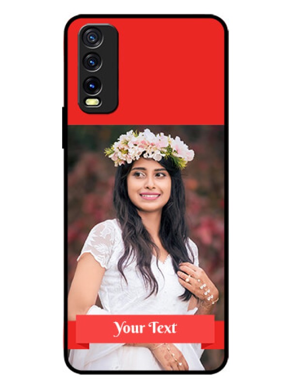 Custom Vivo Y12G Custom Glass Phone Case - Simple Red Color Design