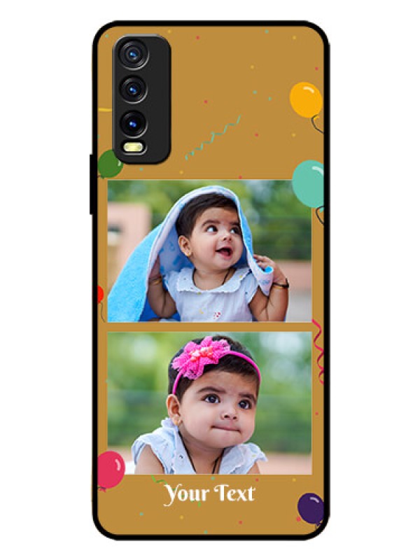 Custom Vivo Y12G Personalized Glass Phone Case - Image Holder with Birthday Celebrations Design