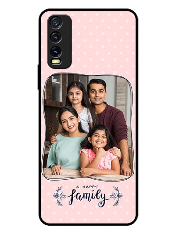 Custom Vivo Y12G Custom Glass Phone Case - Family with Dots Design