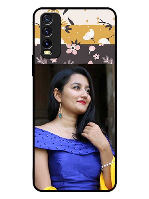 Custom Vivo Y12G Custom Glass Phone Case - Stylish Floral Design